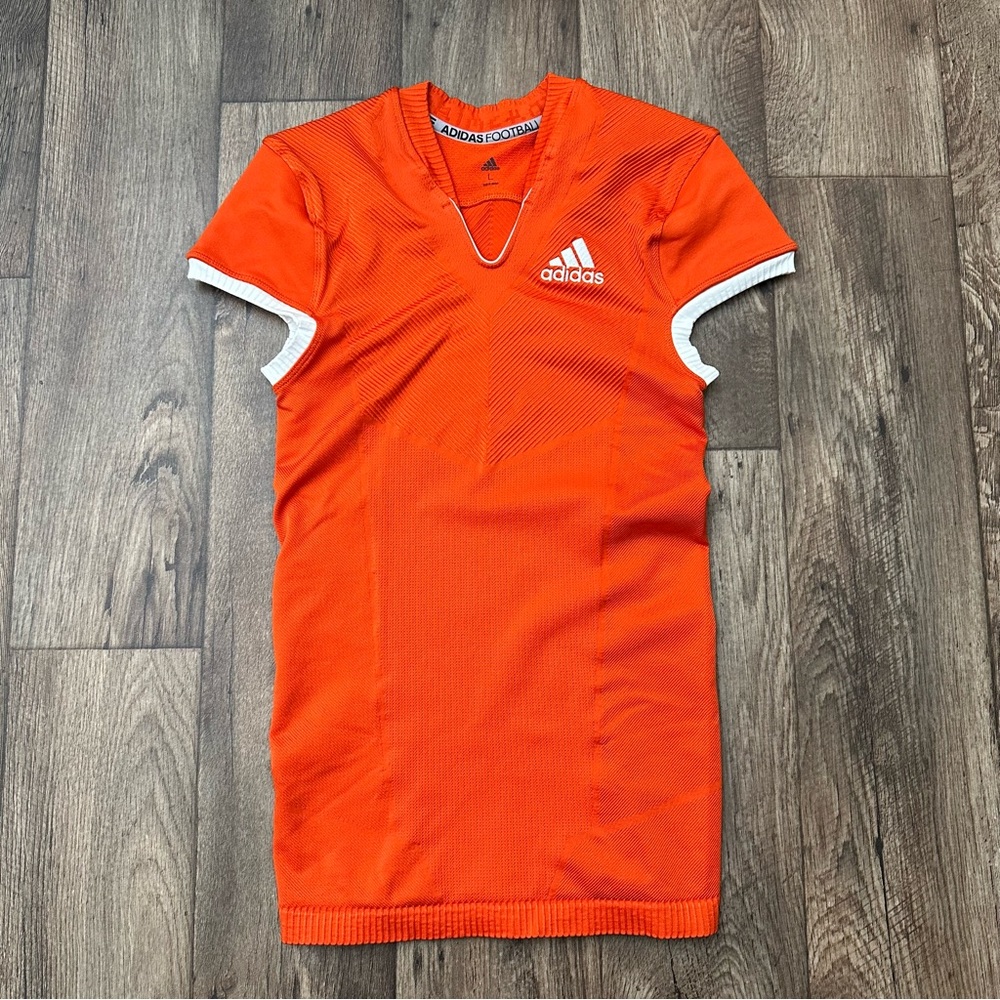 Adidas Techfit Primeknit Football Jersey Mens Sz L Orange Compression Top DQ3445